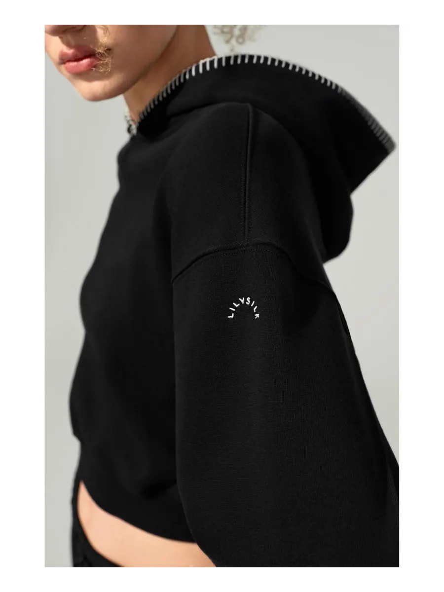 Укороченная толстовка Seamflow Poise Pullover Hoddie LILYSILK — изображение 5 из 5, черный