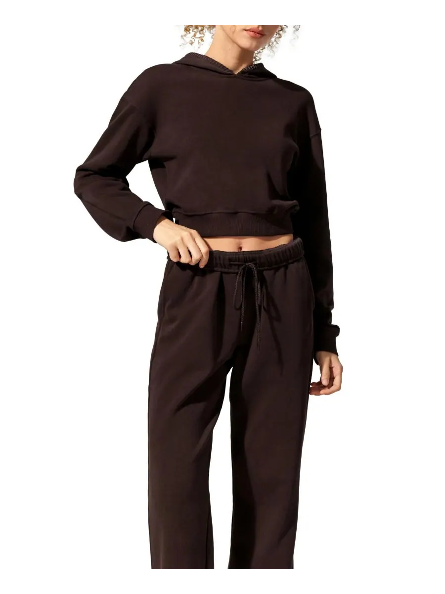Укороченная толстовка Seamflow Poise Pullover Hoddie LILYSILK — изображение 1 из 5, эспрессо