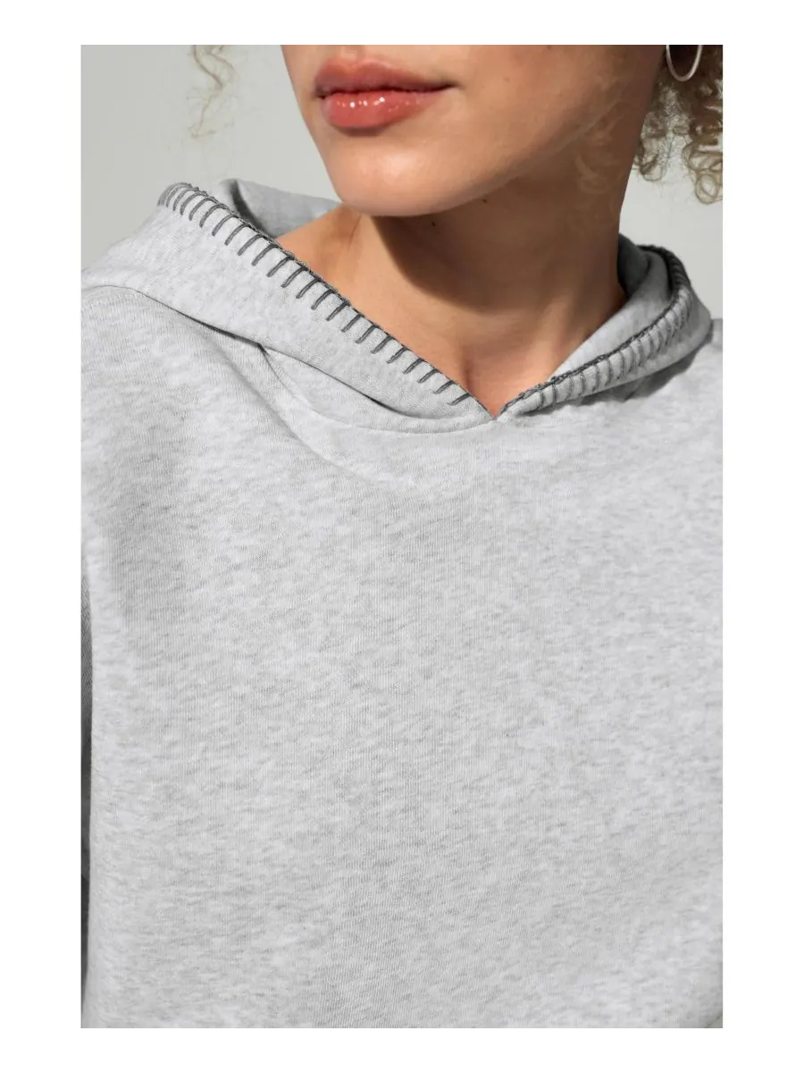 Укороченная толстовка Seamflow Poise Pullover Hoddie LILYSILK — изображение 4 из 5, цвет вереска-серый