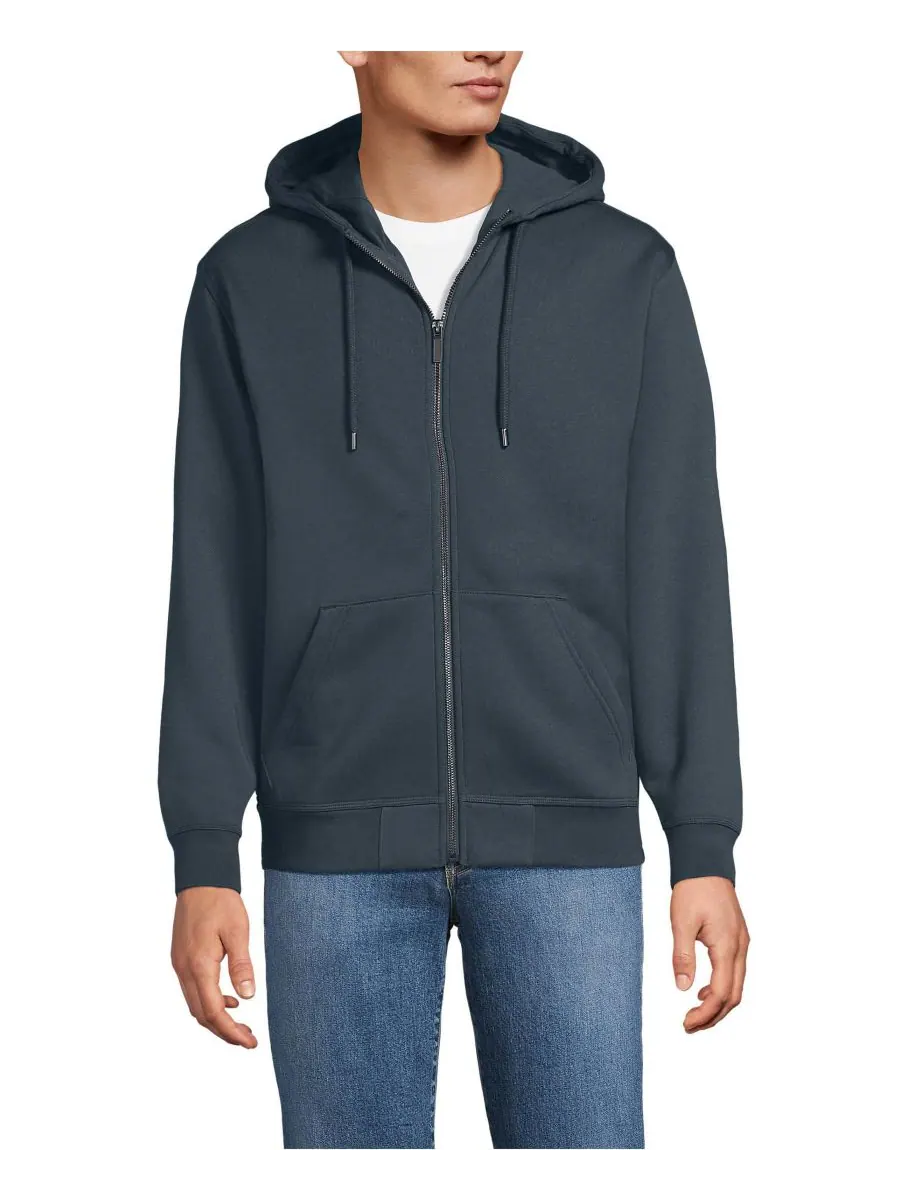 Мужская толстовка с длинным рукавом RainDefense Serious Sweats на молнии Lands' End — изображение 1 из 3, серый