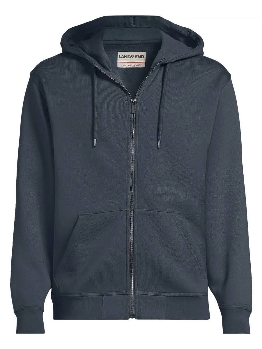 Мужская толстовка с длинным рукавом RainDefense Serious Sweats на молнии Lands' End — изображение 3 из 3, серый
