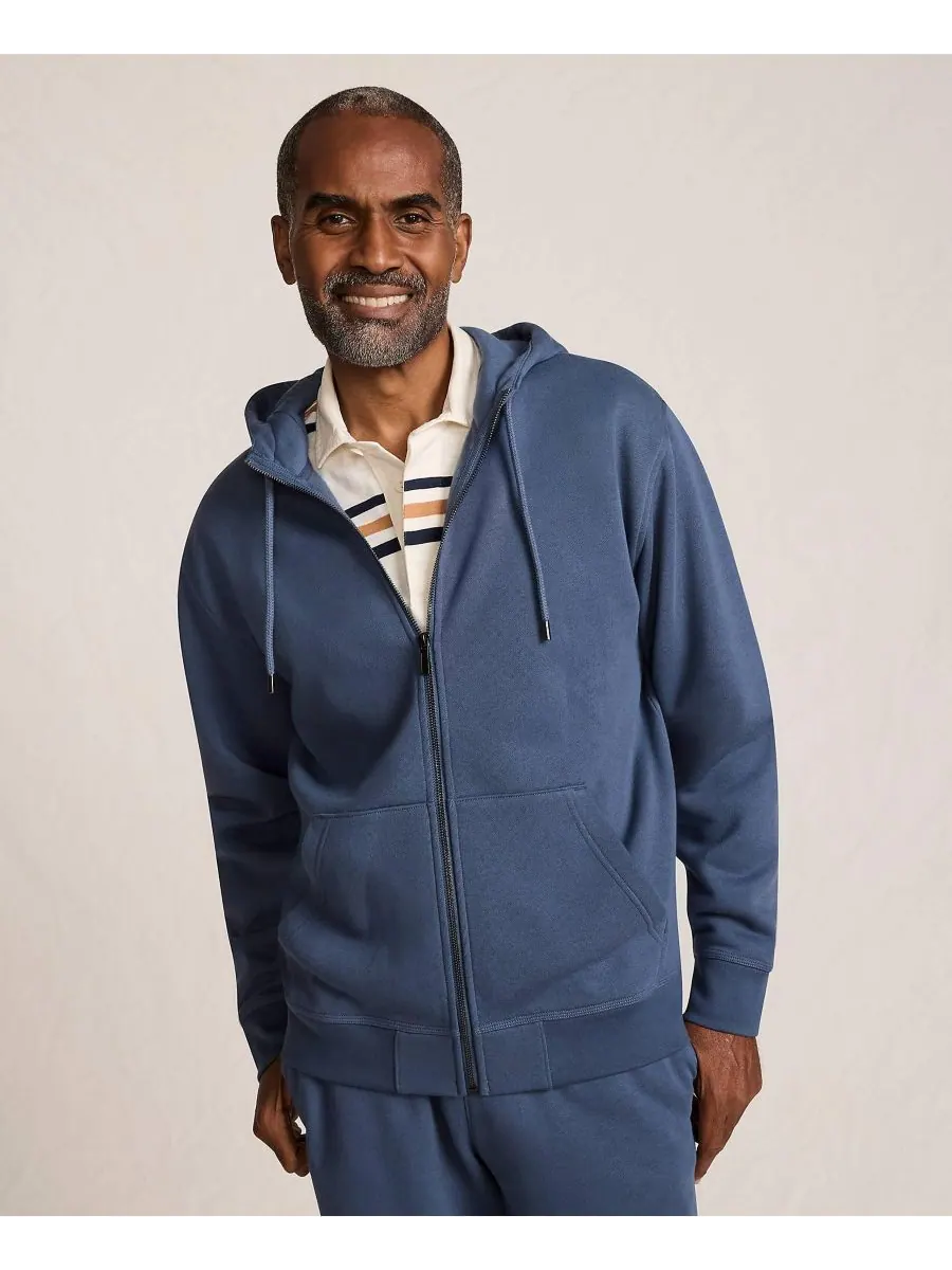 Мужская толстовка с длинным рукавом RainDefense Serious Sweats на молнии Lands' End — изображение 1 из 4, синий