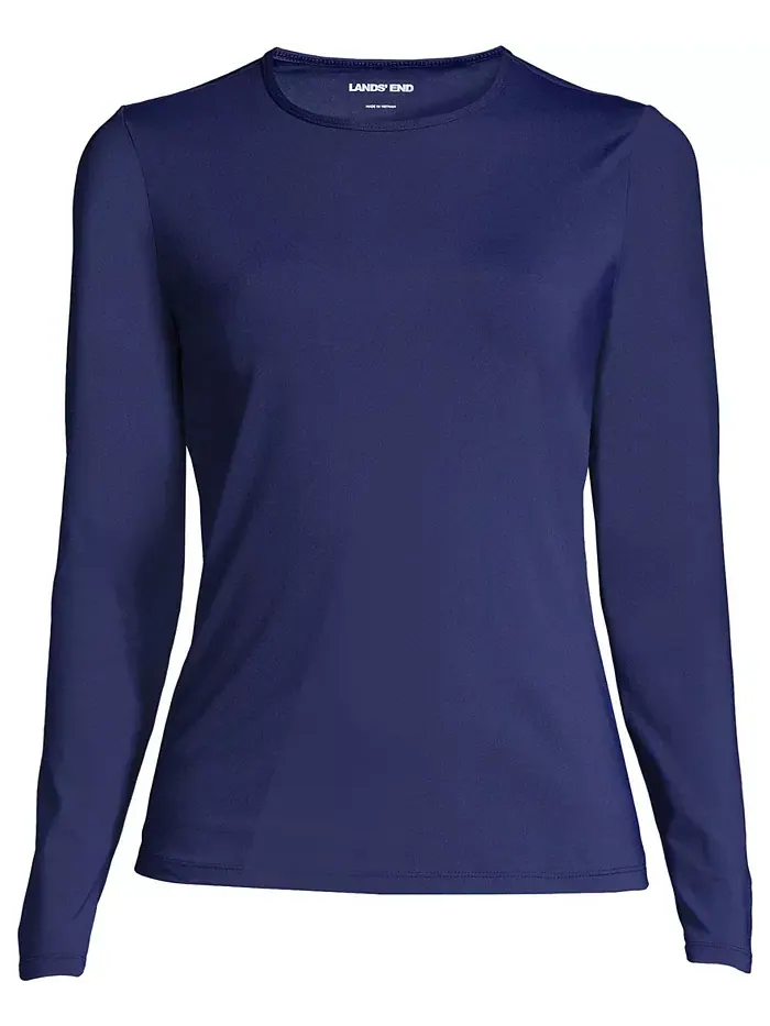Пляжная рубашка с длинным рукавом Plus Size SunShade UPF 50 Lands' End — изображение 3 из 3, глубокий темно-синий