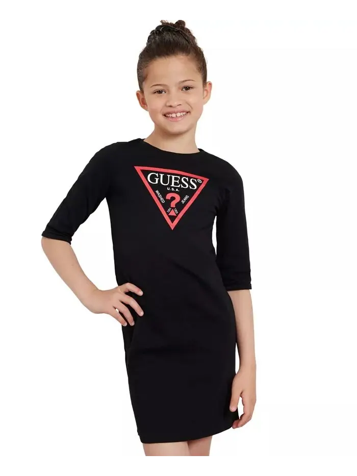 Платье-футболка с длинными рукавами для больших девочек GUESS — изображение 1 из 5, черный
