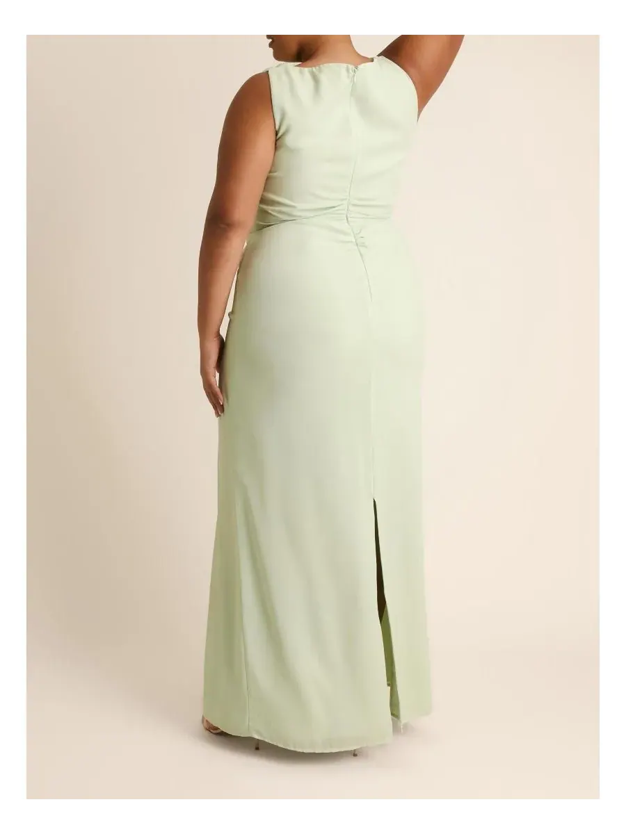 Женское асимметричное платье подружки невесты из шифона с перекрученным силуэтом Six Stories — изображение 8 из 8, зеленый