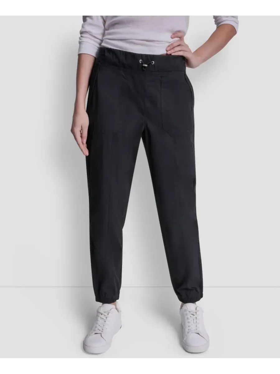 Женские спортивные брюки с высокой посадкой, эластичным поясом и швом DKNY Sport — изображение 1 из 6, черный
