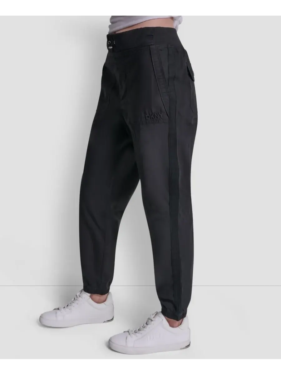 Женские спортивные брюки с высокой посадкой, эластичным поясом и швом DKNY Sport — изображение 3 из 6, черный