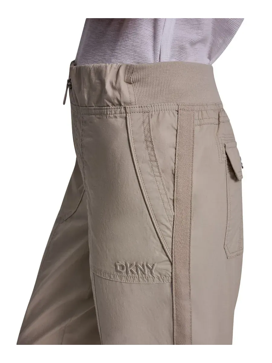 Женские спортивные брюки с высокой посадкой, эластичным поясом и швом DKNY Sport — изображение 4 из 6, серебристый