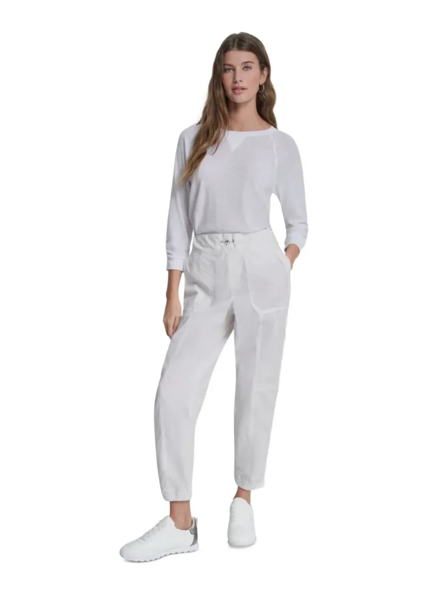 Женские спортивные брюки с высокой посадкой, эластичным поясом и швом DKNY Sport, айвори — изображение 2 из 4, белый