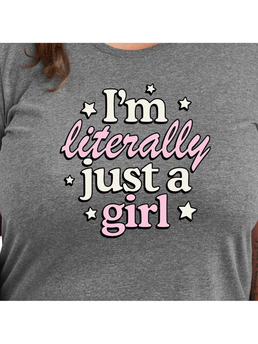 Футболка с принтом "Just a Girl" больших размеров Hybrid Apparel — изображение 2 из 3, серый