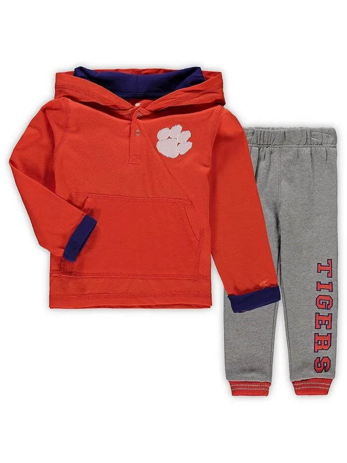 Комплект с капюшоном и спортивными штанами Clemson Tigers Poppies для мальчиков оранжевого и серого — изображение 1 из 4
