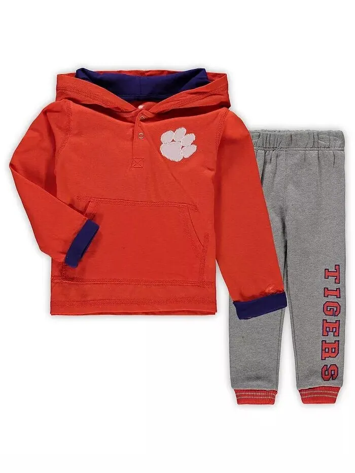 Комплект с капюшоном и спортивными штанами Clemson Tigers Poppies для мальчиков оранжевого и серого — изображение 1 из 4