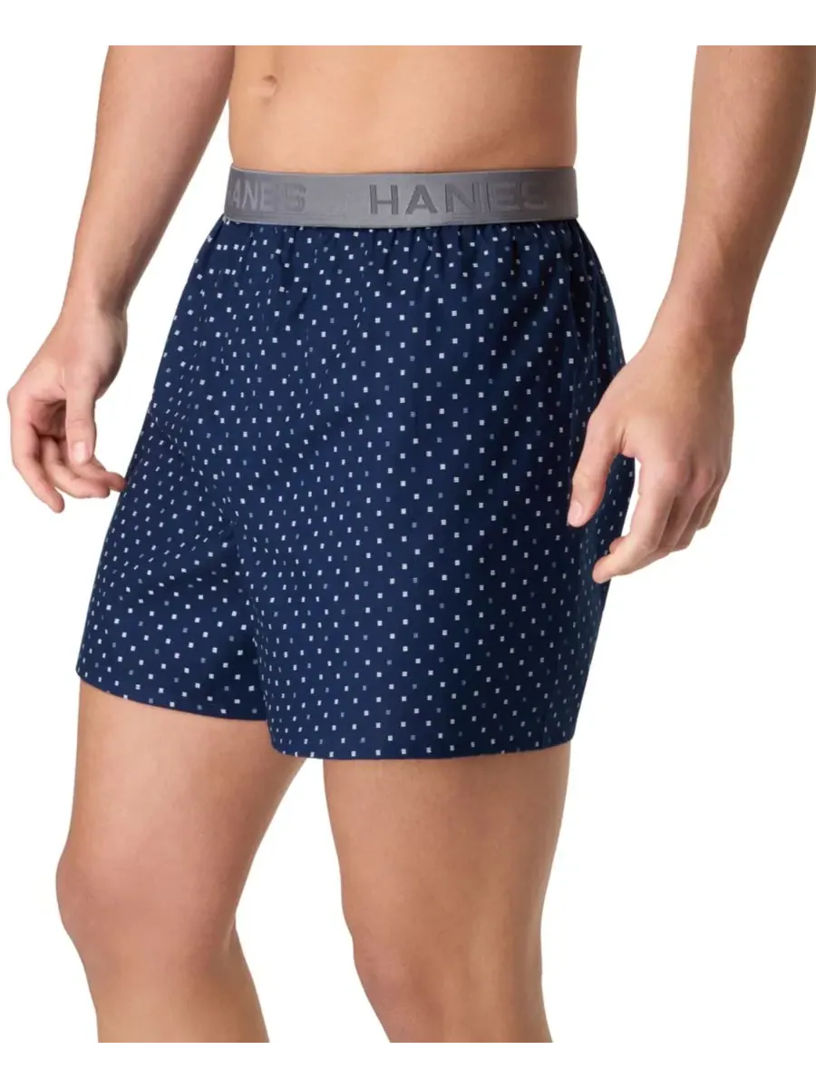 Hanes Мужские боксеры из тканого материала Ultimate, комплект из 4 штук — изображение 3 из 5, разноцветный