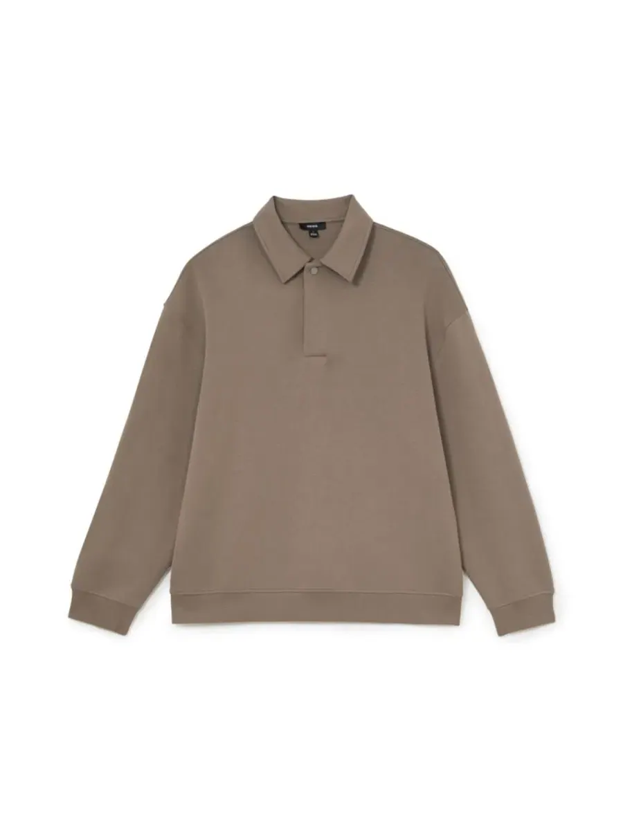 Свитшот-поло Brooks с длинным рукавом REISS — изображение 2 из 5, коричневый