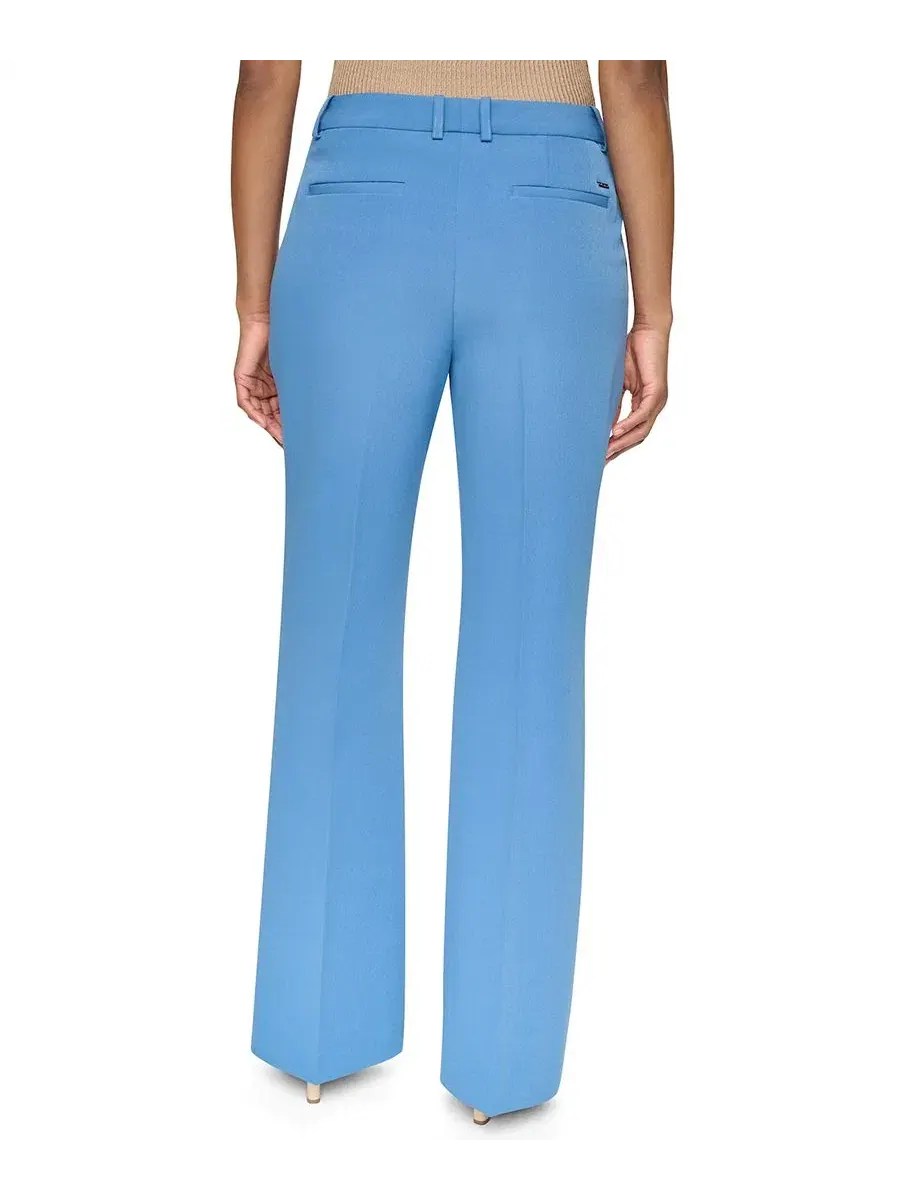 Брюки прямого кроя с высокой посадкой Tech Tailoring High-Waisted Wide-Leg Pants DKNY — изображение 4 из 7, синий