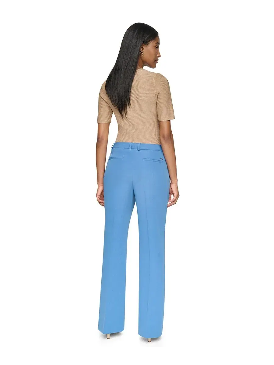 Брюки прямого кроя с высокой посадкой Tech Tailoring High-Waisted Wide-Leg Pants DKNY — изображение 5 из 7, синий