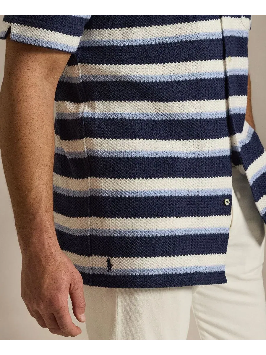 Мужская рубашка-поло с коротким рукавом и полоской, модель Camp Shirt Polo Ralph Lauren — изображение 4 из 6