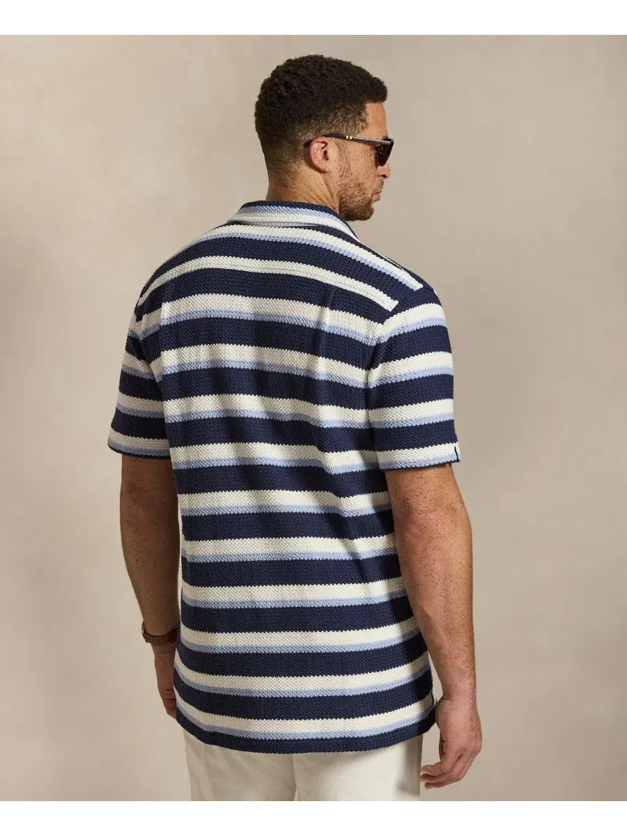 Мужская рубашка-поло с коротким рукавом и полоской, модель Camp Shirt Polo Ralph Lauren — изображение 5 из 6