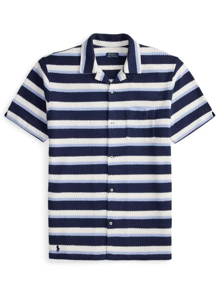 Мужская рубашка-поло с коротким рукавом и полоской, модель Camp Shirt Polo Ralph Lauren — изображение 6 из 6
