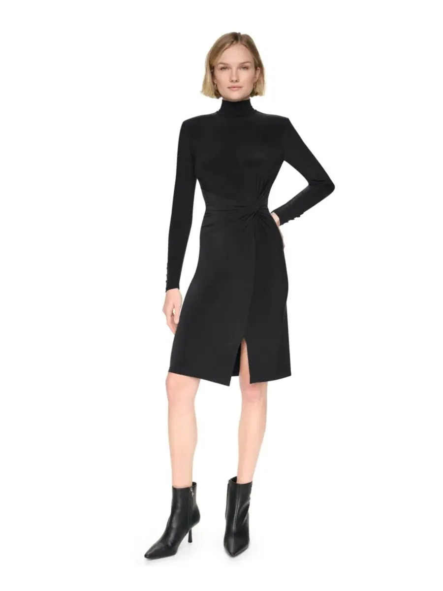 Платье-футляр с узлом на талии, с длинным рукавом DKNY — изображение 1 из 5, черный