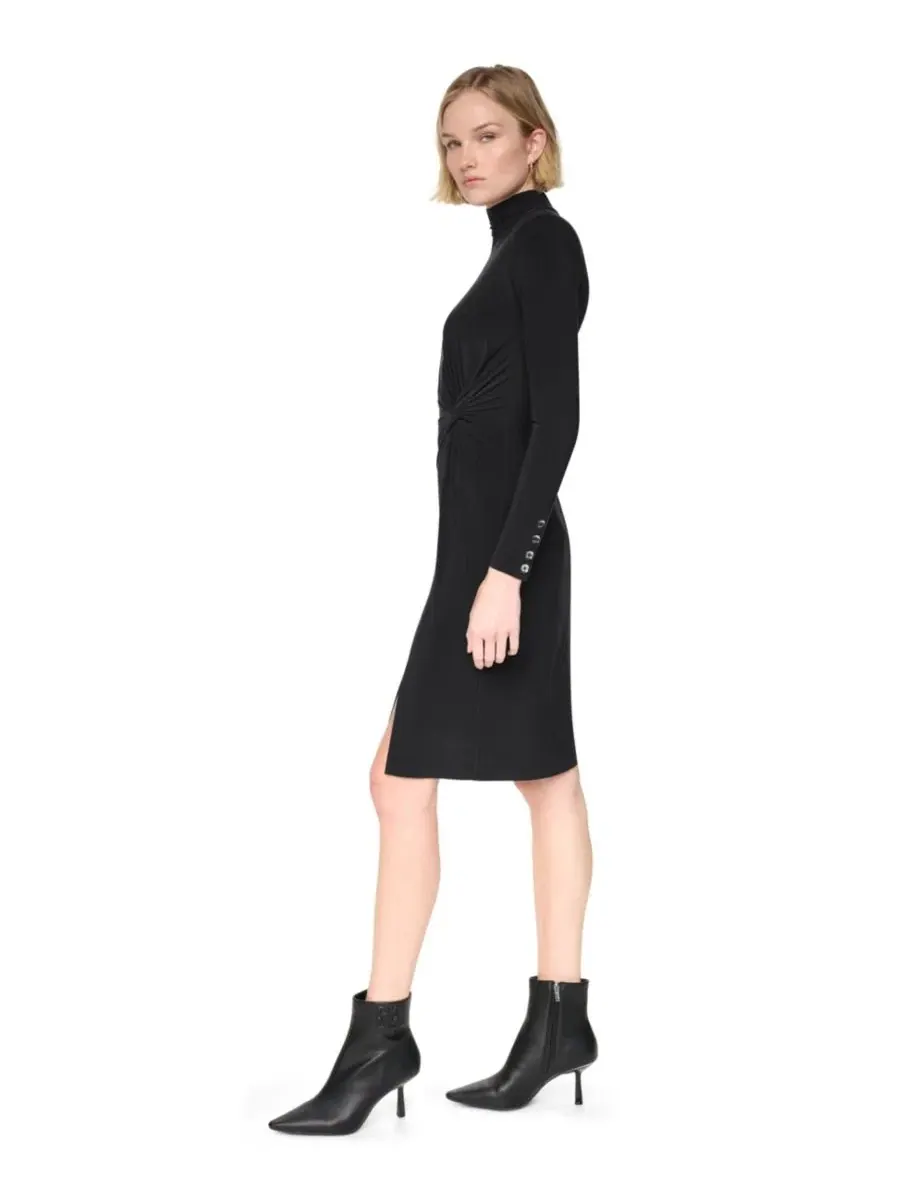 Платье-футляр с узлом на талии, с длинным рукавом DKNY — изображение 2 из 5, черный