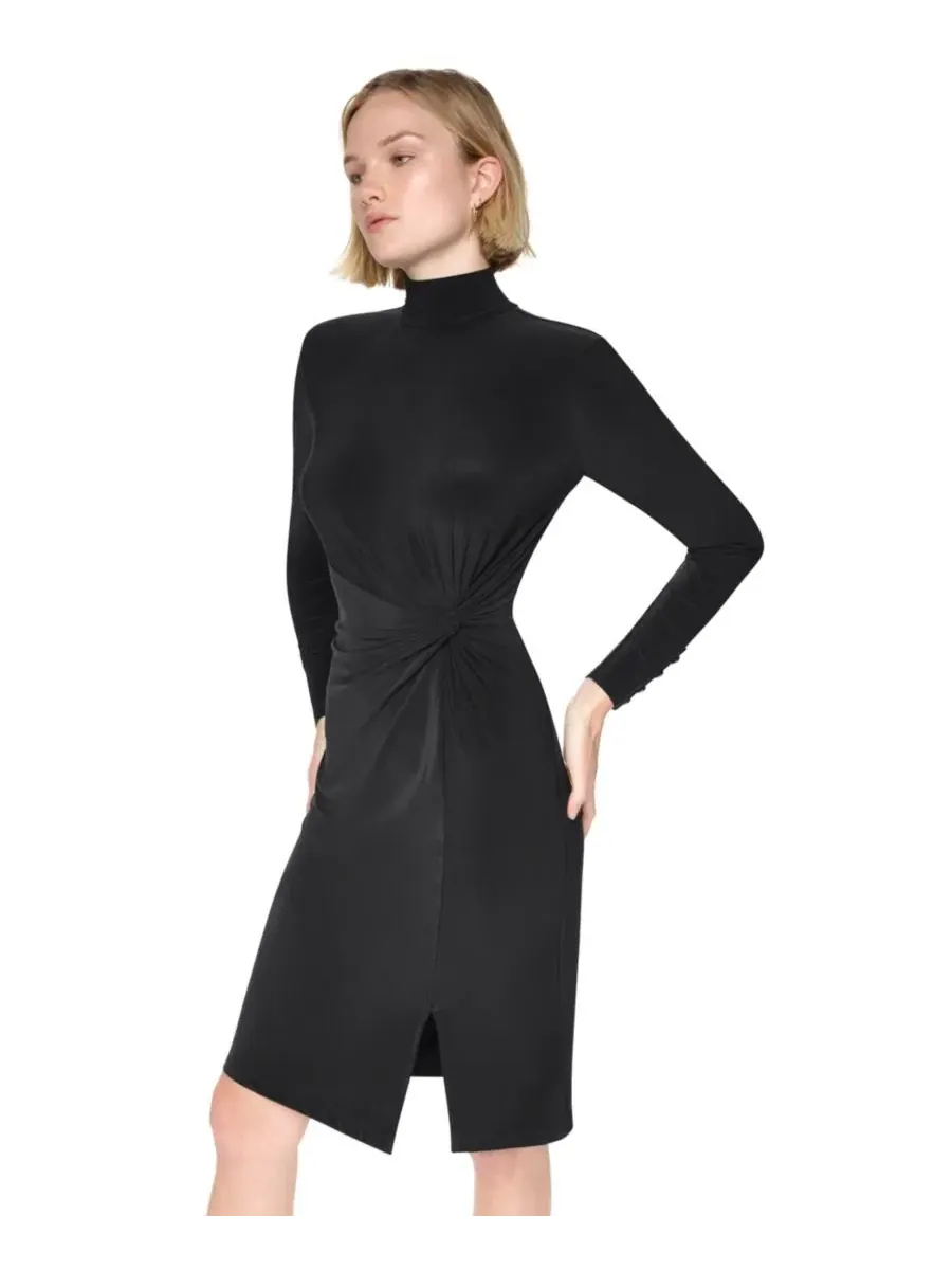 Платье-футляр с узлом на талии, с длинным рукавом DKNY — изображение 3 из 5, черный