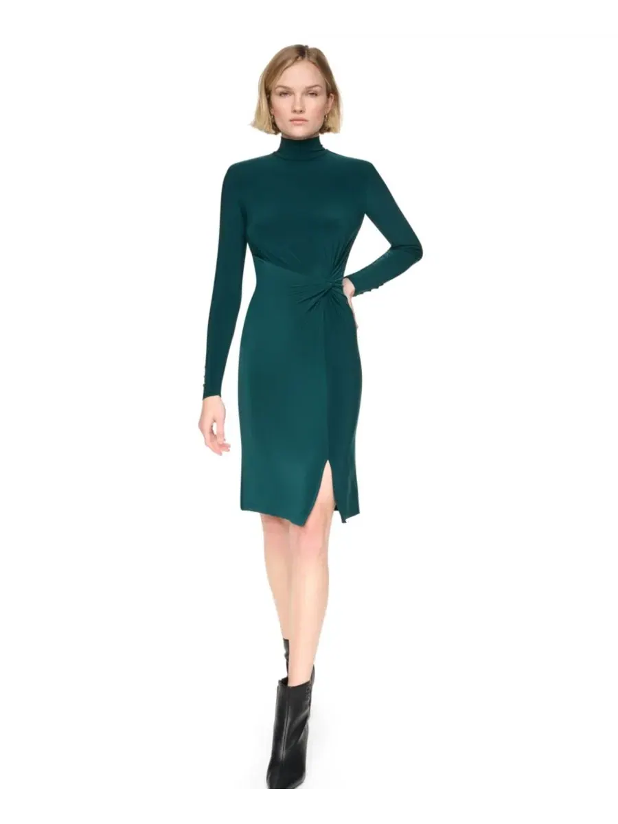 Платье-футляр с узлом на талии, с длинным рукавом DKNY — изображение 1 из 5, малахит