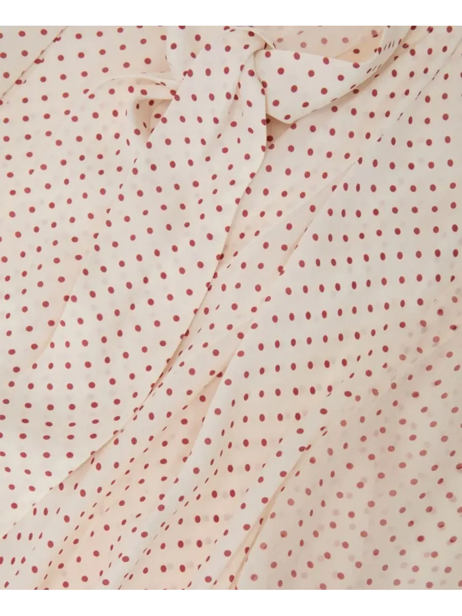 Платье мини с принтом в горошек Dottie Tie Neck Polka Dot Mini Dress REISS — изображение 4 из 5, слоновая кость/красный