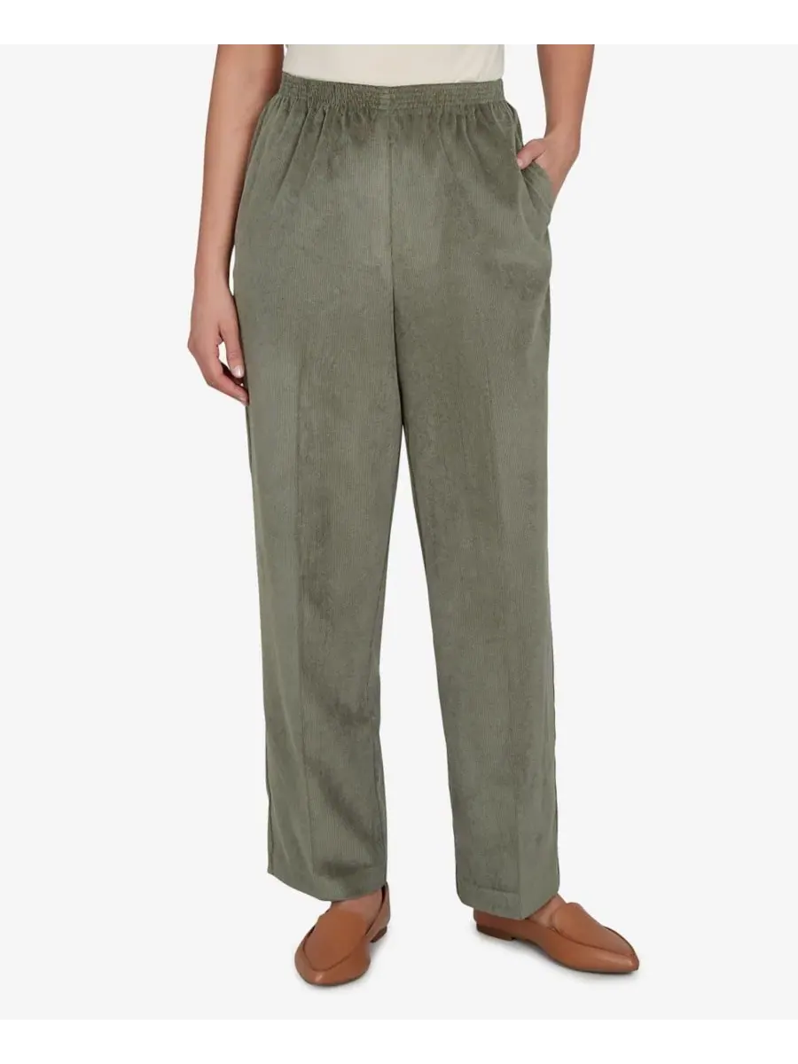 Брюки прямого кроя из вельвета с эластичным поясом Petite Corduroy Elastic Waistband Pants Alfred — изображение 1 из 5