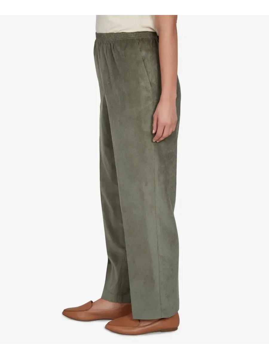 Брюки прямого кроя из вельвета с эластичным поясом Petite Corduroy Elastic Waistband Pants Alfred — изображение 3 из 5