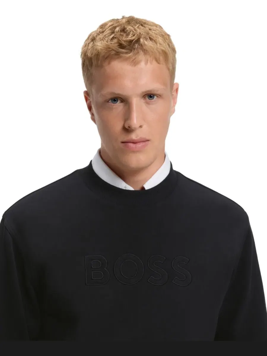 Свитшот с вышитым логотипом, свободный крой Hugo Boss — изображение 5 из 5, черный