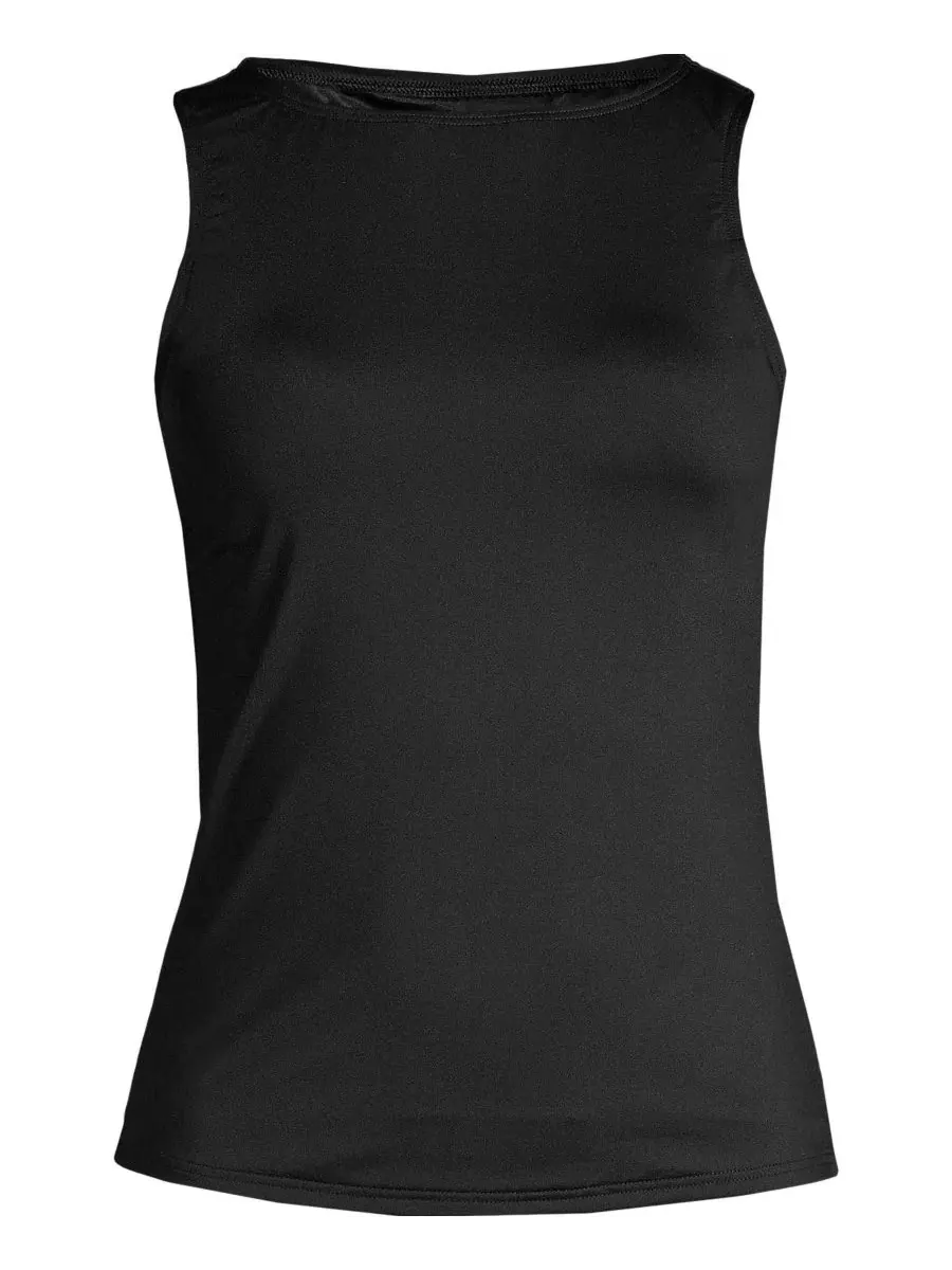 Танкини-топ с высоким вырезом и защитой UPF 50, модель Petite High Neck Lands' End — изображение 1 из 5, черный