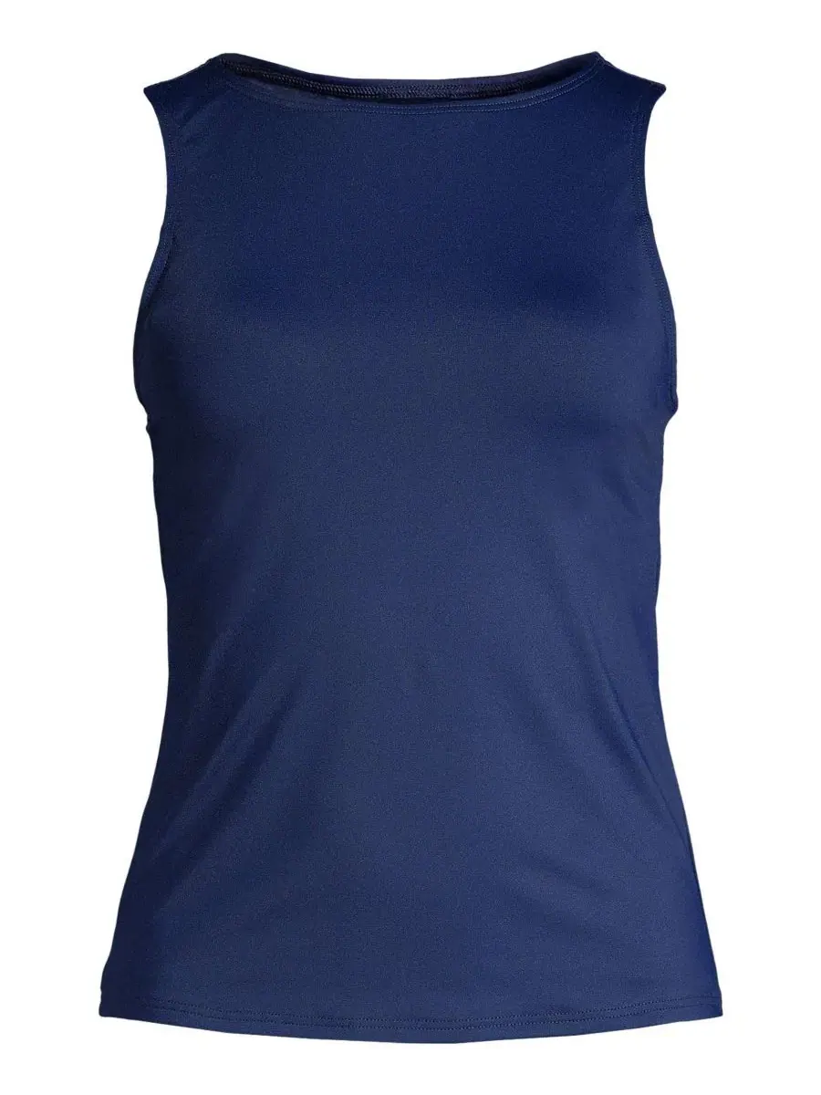 Танкини-топ с высоким вырезом, UPF 50, Petite High Neck Lands' End — изображение 1 из 4, глубокий темно-синий