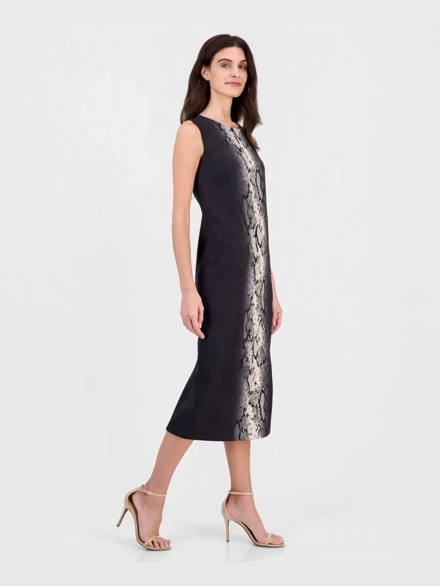 Платье-миди с принтом, без рукавов Anne Klein — изображение 2 из 5, черный