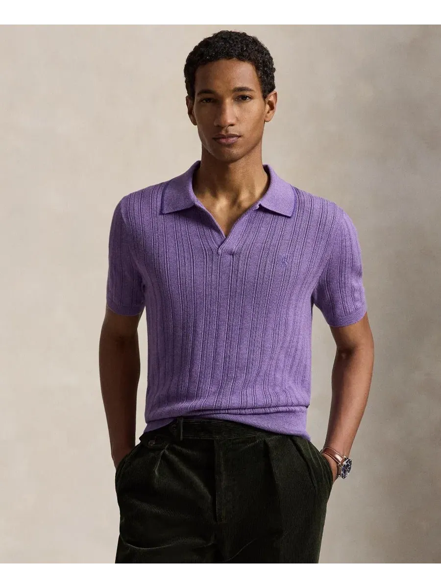 Мужская футболка-поло с текстурой Polo Ralph Lauren — изображение 1 из 5, светлый фиолетовый