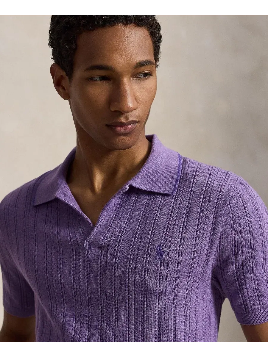 Мужская футболка-поло с текстурой Polo Ralph Lauren — изображение 3 из 5, светлый фиолетовый