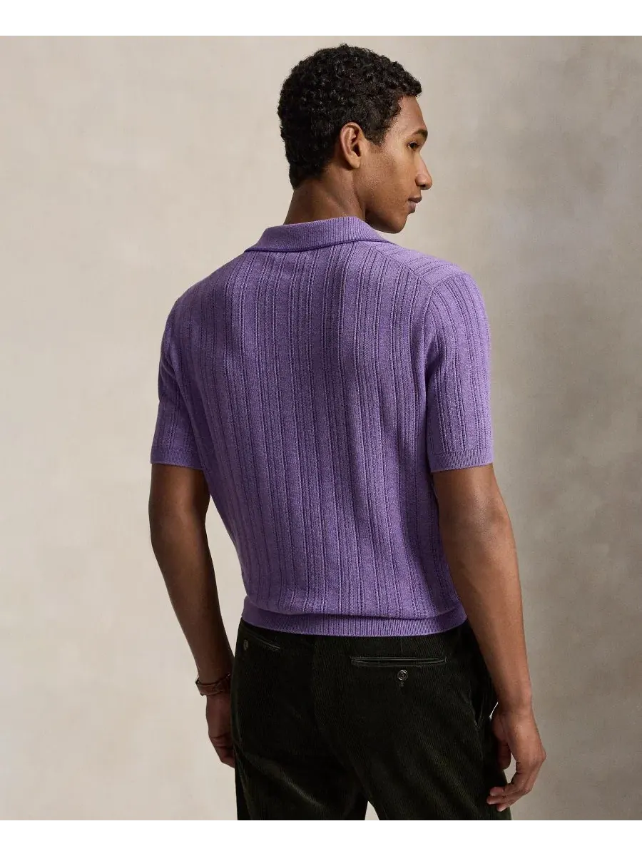 Мужская футболка-поло с текстурой Polo Ralph Lauren — изображение 4 из 5, светлый фиолетовый