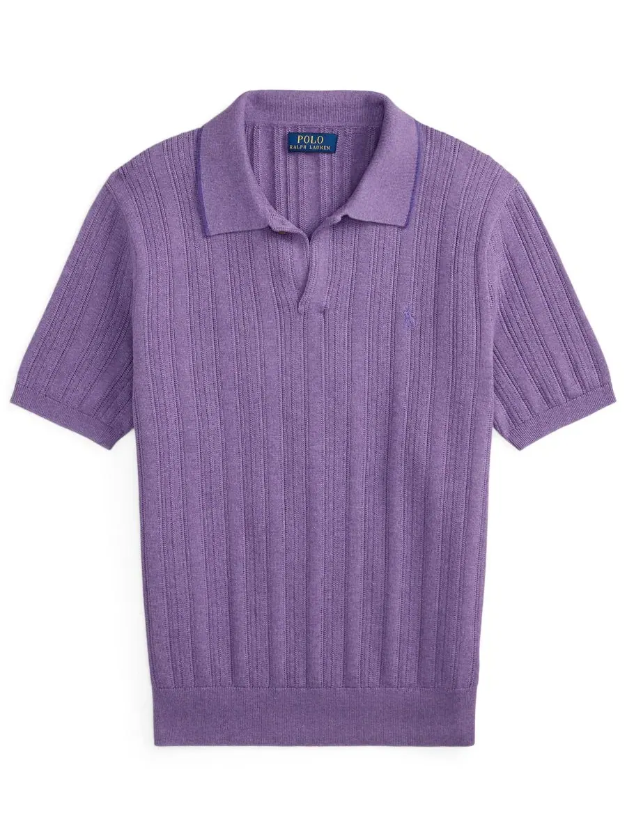 Мужская футболка-поло с текстурой Polo Ralph Lauren — изображение 5 из 5, светлый фиолетовый