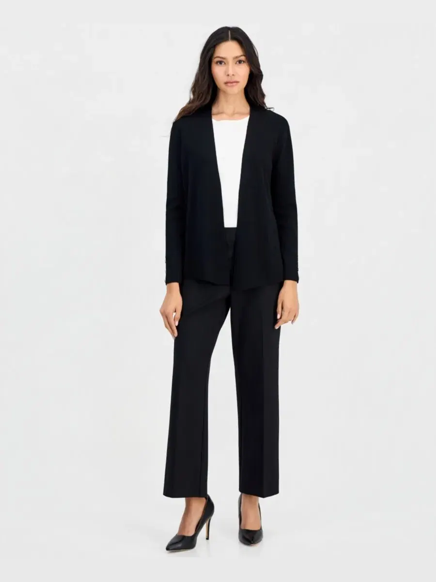 Кардиган Anne Klein Essentials Petite Open-Front Side-Slit — изображение 3 из 4, черный