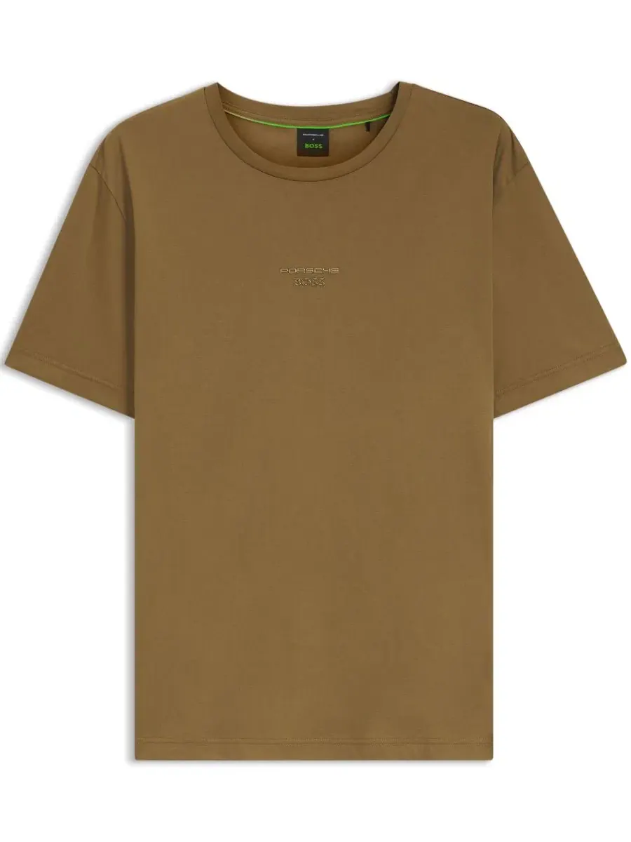 Футболка с длинным рукавом x Porsche Men's Mercerized-Cotton Regular-Fit T-Shirt Hugo Boss — изображение 2 из 5, коричневый