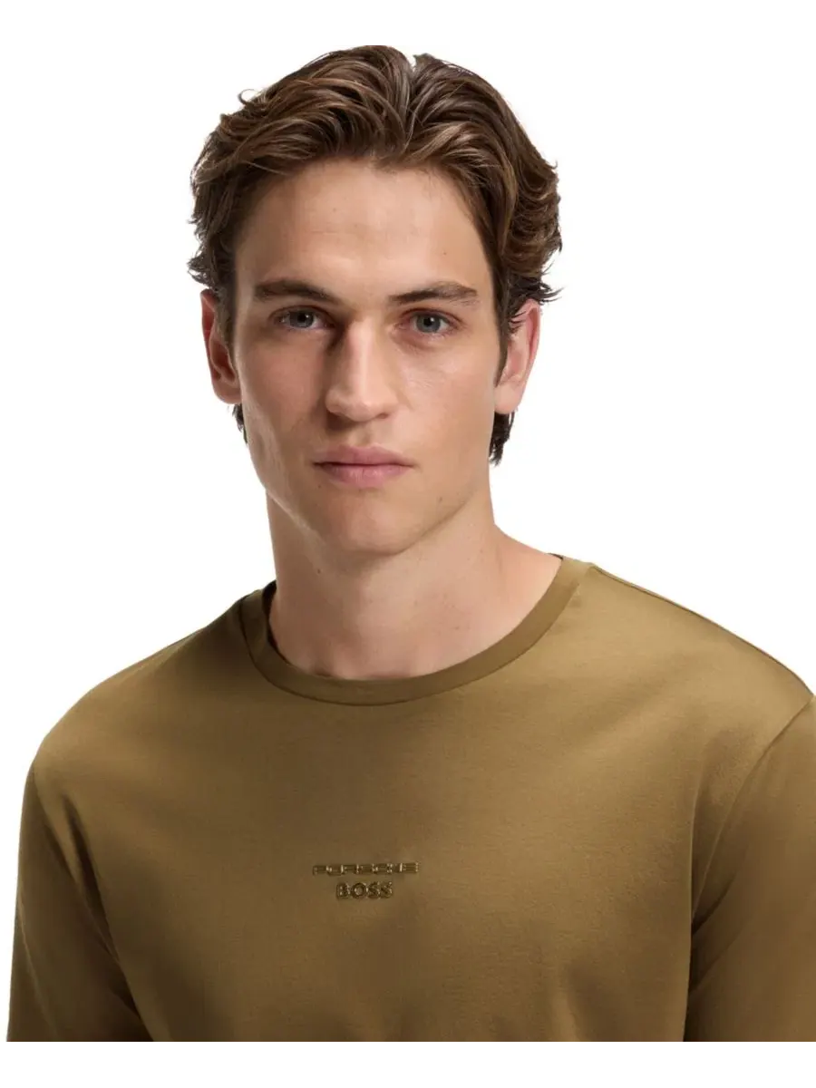 Футболка с длинным рукавом x Porsche Men's Mercerized-Cotton Regular-Fit T-Shirt Hugo Boss — изображение 5 из 5, коричневый