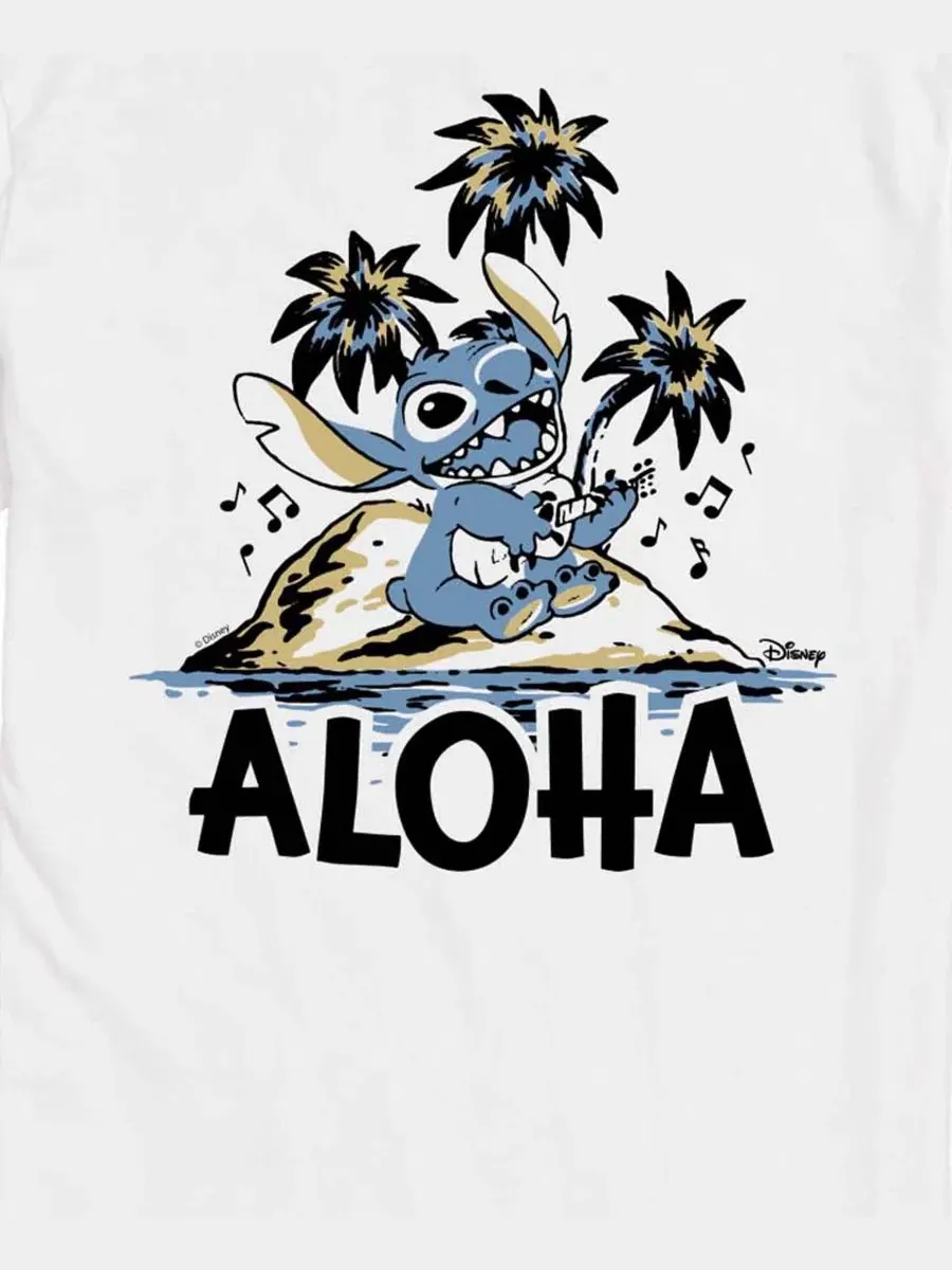 Футболка с принтом Lilo and Stitch Aloha Island AIRWAVES — изображение 3 из 3, белый