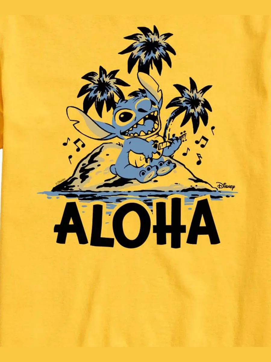 Футболка с принтом Aloha Island Lilo and Stitch AIRWAVES — изображение 3 из 3, желтый