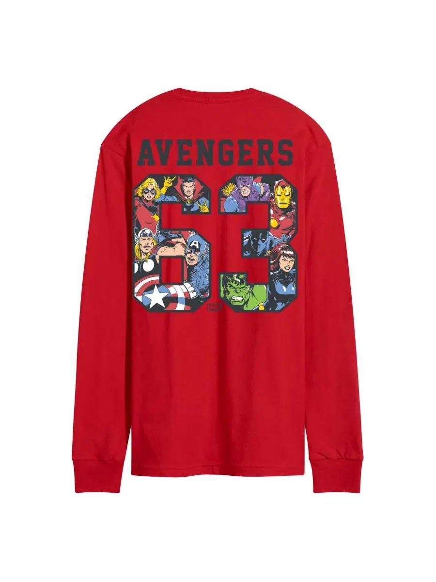 Мужская спортивная футболка с длинными рукавами и графическим принтом Marvel Avengers Airwaves — изображение 1 из 3, красный