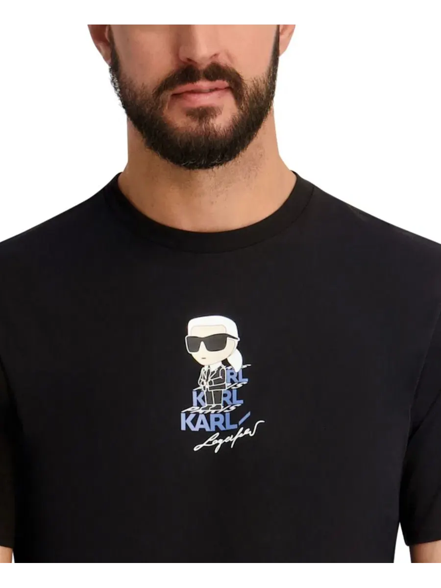 Мужская футболка с коротким рукавом, стандартного кроя и круглым вырезом Karl Lagerfeld Paris — изображение 4 из 5, черный