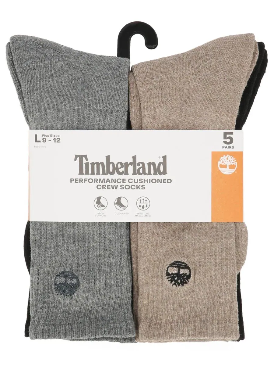 Мужские носки Rivington Crew Socks (5 пар) Timberland — изображение 3 из 3, серый