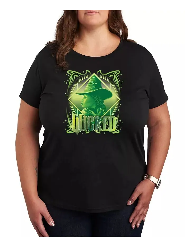 Футболка с круглым вырезом и принтом Wicked Elphaba большого размера Hybrid Apparel — изображение 1 из 3, черный