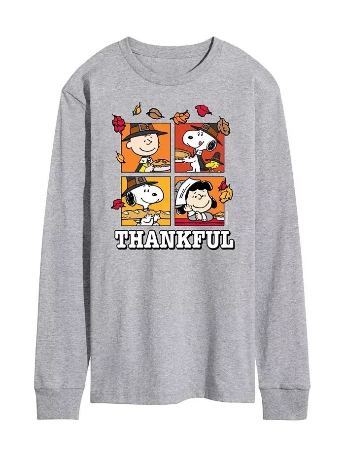 Мужская футболка с длинным рукавом Peanuts Thankful AIRWAVES — изображение 1 из 2, серый