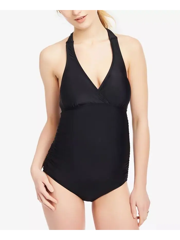 Слитный купальник для беременных Beach Bump со сборками на талии и защитой от ультрафиолета UPF 50+ — изображение 1 из 3