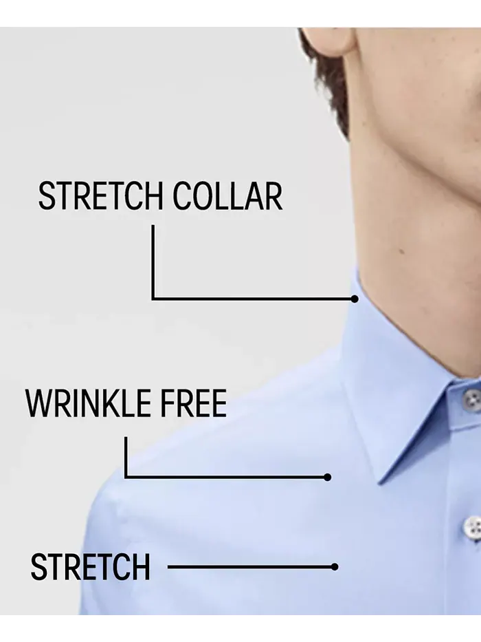 Мужская облегающая рубашка со стретчем Calvin Klein — изображение 4 из 6, светлый синий